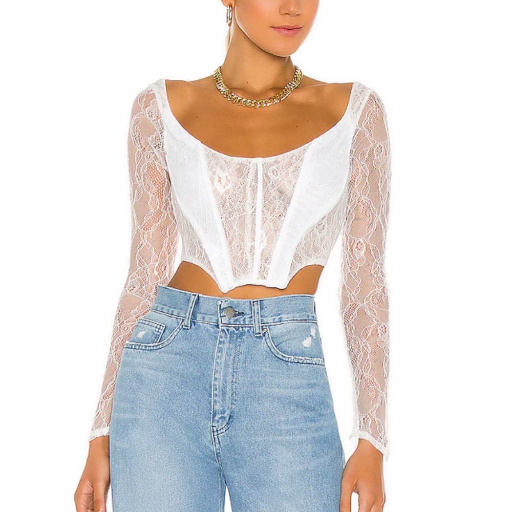 DANIELLE GUIZIO Dex Lace Corset in Cream